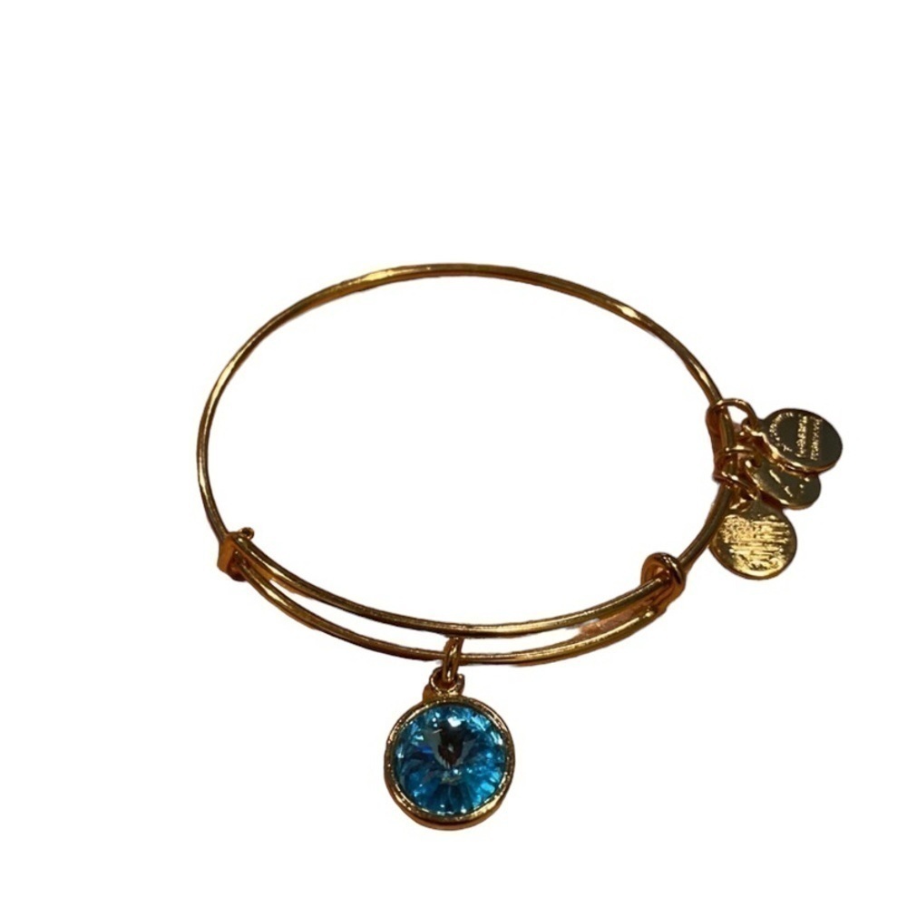Alex and Ani March gold aquamarine birthstone bracelet